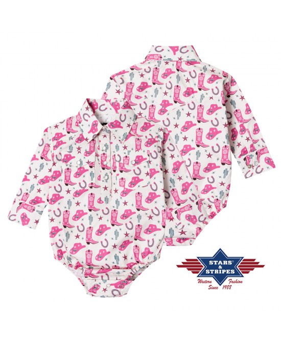 Stars & Stripes - Baby Cowgirl Babygrow Onesie