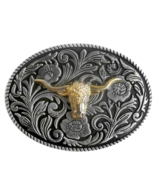 Belt Buckle - Gold Steer