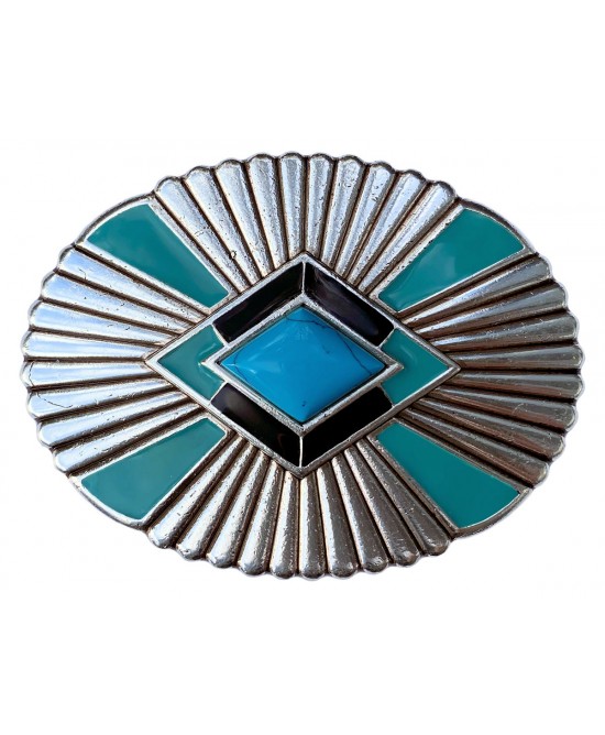 Belt Buckle -  Starburst Turquoise Stone