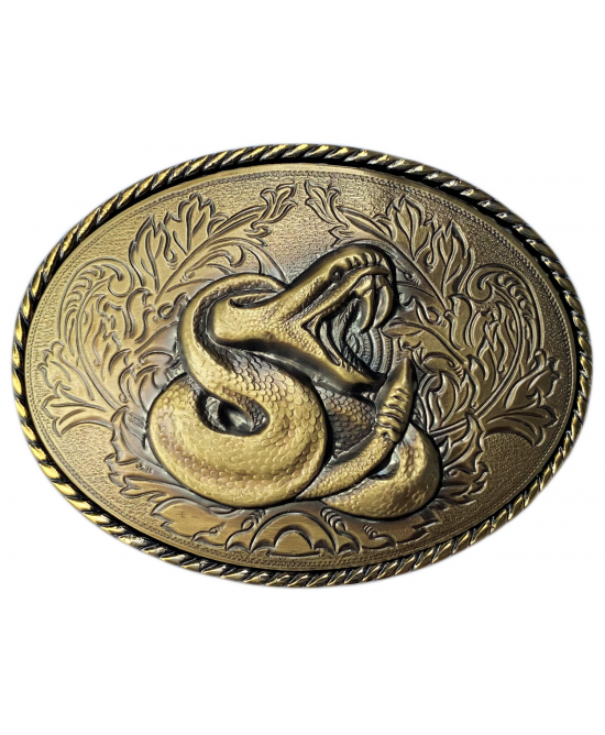 Belt Buckle - Rattlesnake Brass