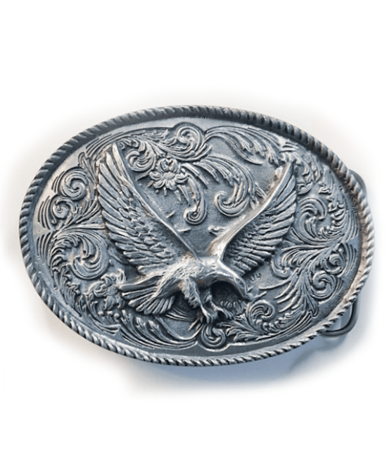 Belt Buckle -  Flying Eagle Flower Scroll