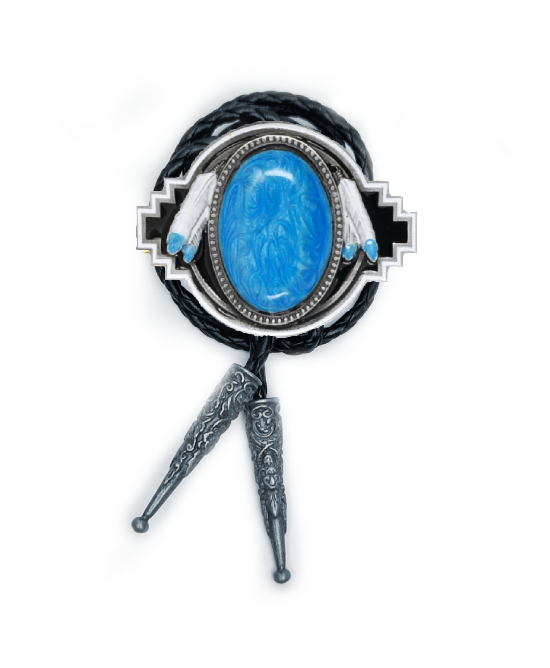 Bolo Tie - Blue Stone Silver