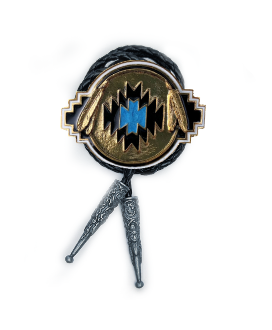 Bolo Tie - Aztec Blue Gold