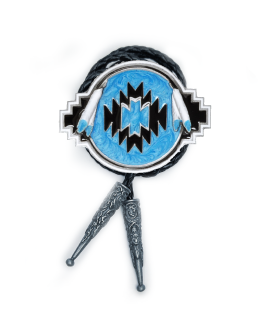 Bolo Tie - Aztec Blue Silver