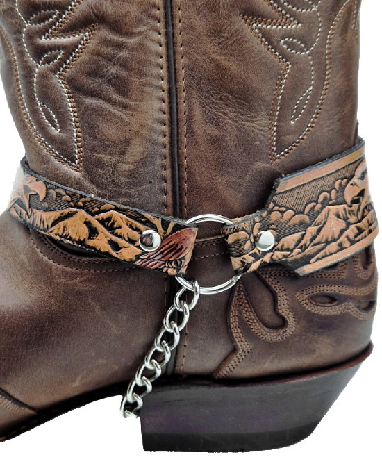 Boot Straps -  Big White Eagle Brown Leather