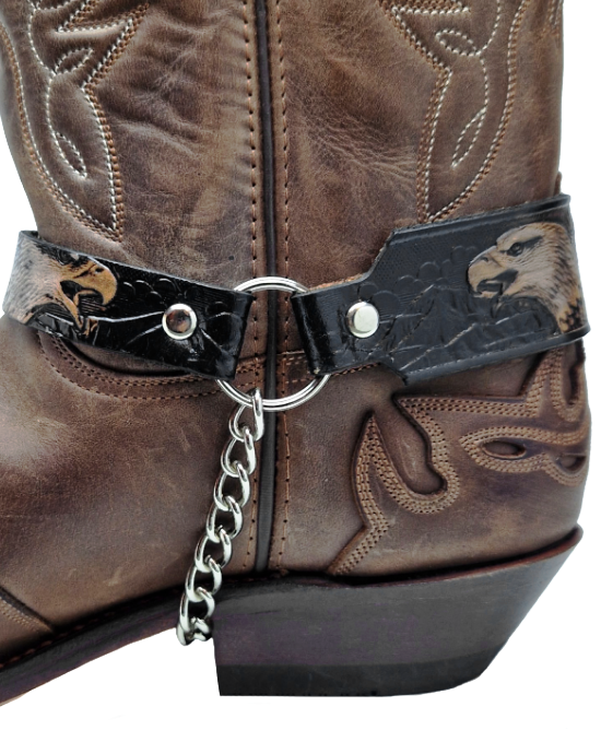 Boot Straps - Eagle Black Leather