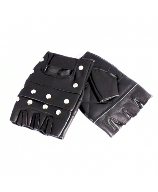 Studded Leather Fingerless Gloves