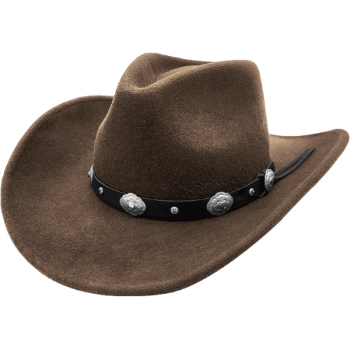 Wool Felt Western Brown Concho Hat