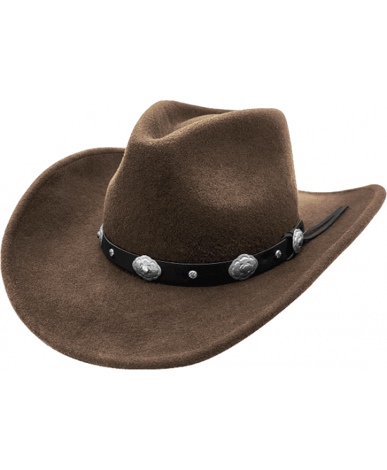 Wool Felt Western Brown Concho Hat