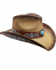 Straw Western Hat Brown with Turquoise Stone