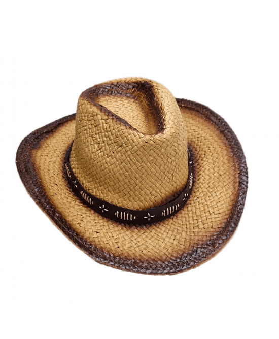 Straw Western Hat Brown Hatband