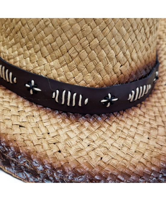 Straw Western Hat Brown Hatband