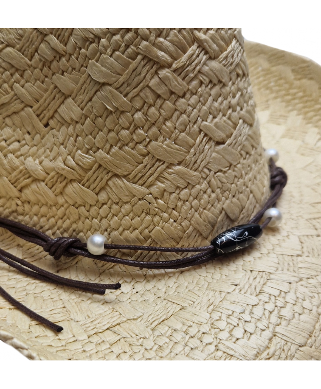 Straw Western Hat with Beads