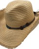 Straw Western Hat with Turquoise Beads - Beige