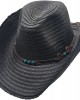 Straw Western Hat with Turquoise Beads - Black