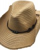 Straw Western Hat with Turquoise Beads - Beige