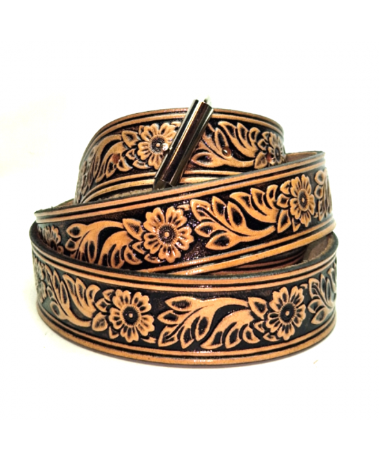 Leather Belt - Flowers