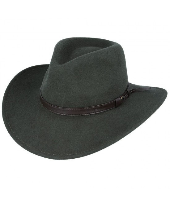 Wool Felt Western Green Hat - Crushable