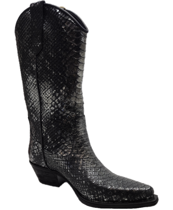 Zoe - Faux Piton Snakeskin Black 