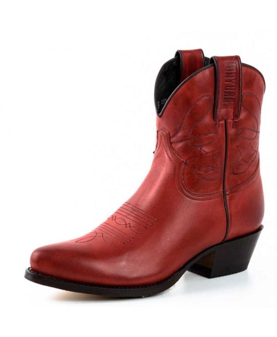 Mayura 2374 Red Ladies Cowboy Ankle Boots